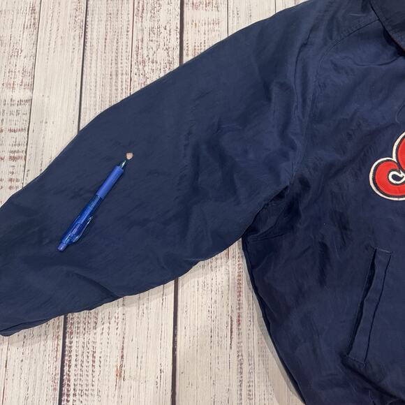 Starter Diamond Collection Cleveland Indians Jacket Men’s L Navy Red 90s USA - Picture 7 of 11